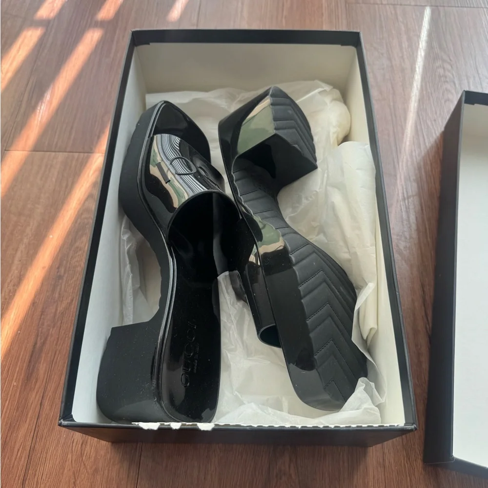 Gucci Embossed Rubber Mules - Picture 2 of 4